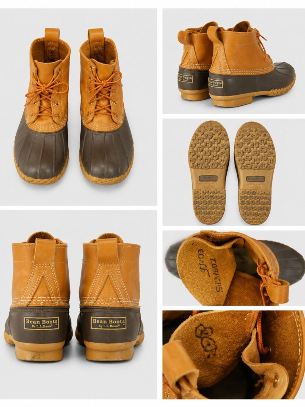 L.L.Bean Bean Boots Tan Leather Duck Boots Size 6 Regular Pre-Owned